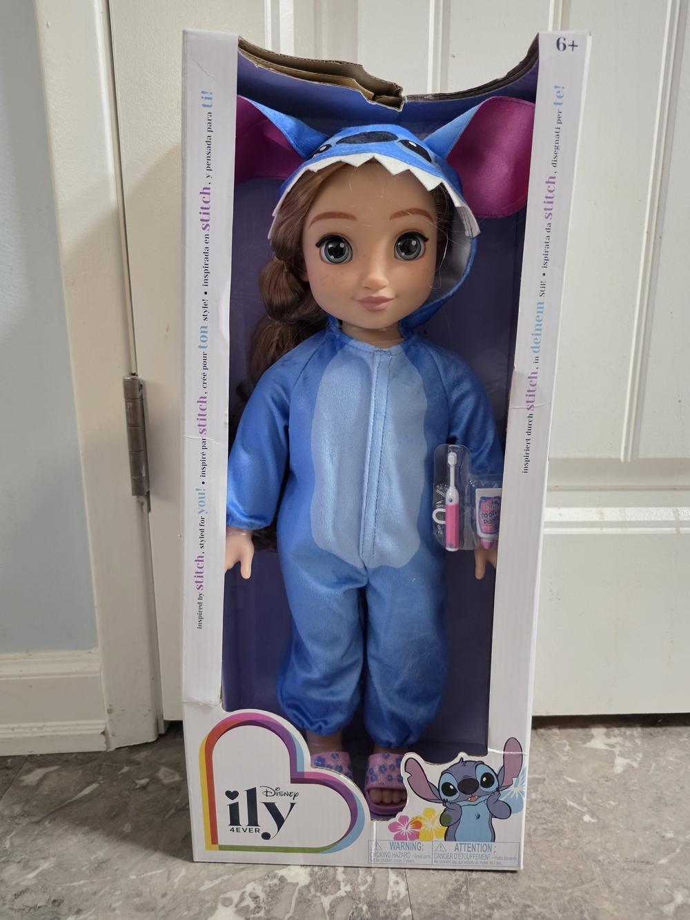 Brand new Disney Blue Stitch-Inspired Costume Doll with Pink Ear Accents